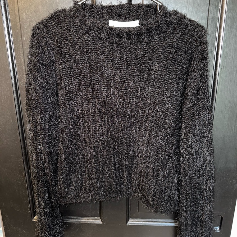 Altar'd State Black Fuzzy Knit Turtleneck Sweater